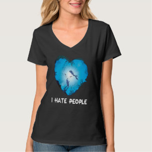 Camiseta El corazón del buzo que odio a la gente bucea