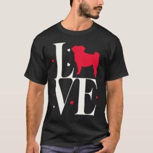 Camiseta El corazón del El día de San Valentín rojo de pug 
