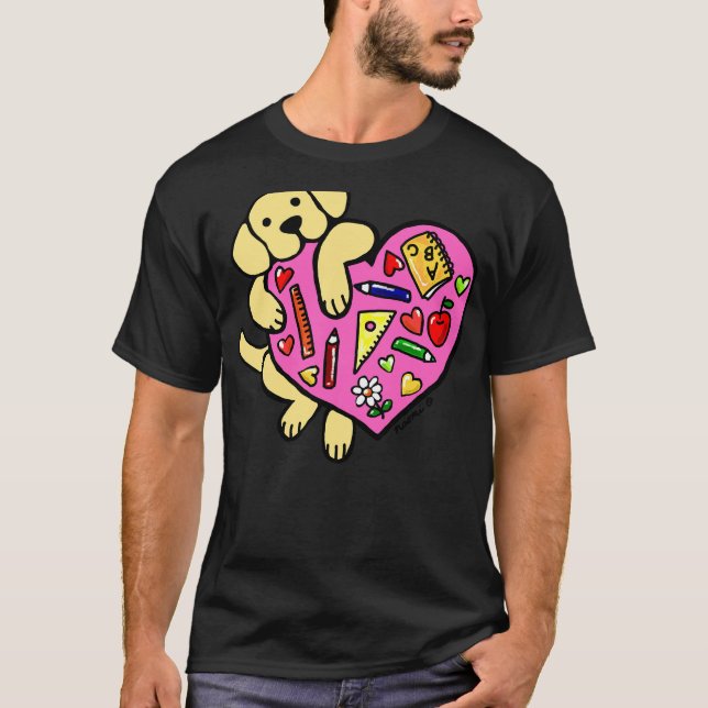 Camiseta El Corazón Del Maestro Amarillo Labrador (Anverso)