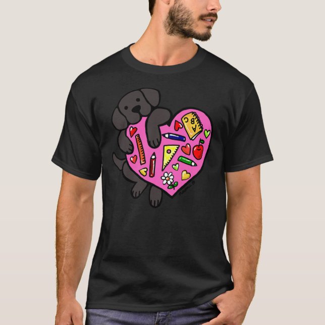 Camiseta El Corazón Del Maestro De Labrador Negro (Anverso)