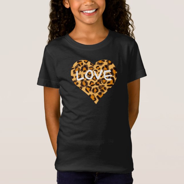 Camiseta El corazón del patrón del leopardo del chita (Anverso)