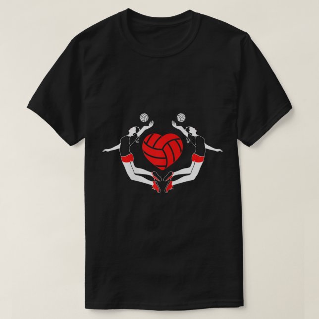 Camiseta El corazón del voleibol de los jugadores ardientes (Diseño del anverso)