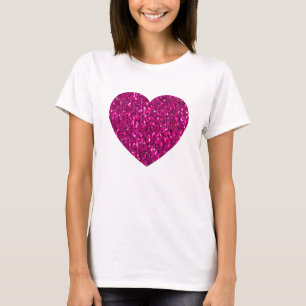 Camiseta El corazón falso purpurina de chispas rosadas cali