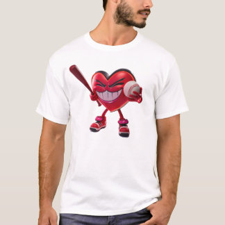 Camiseta El corazón gracioso juega al béisbol