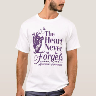 Camiseta El corazón nunca olvida la conciencia de Alzheimer