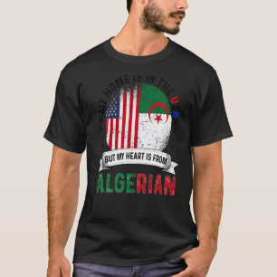 Camiseta El corazón patriota argelino-estadounidense es de 