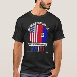 Camiseta El corazón patriota haitiano-estadounidense es de 