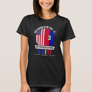 Camiseta El corazón patriota haitiano-estadounidense es de 