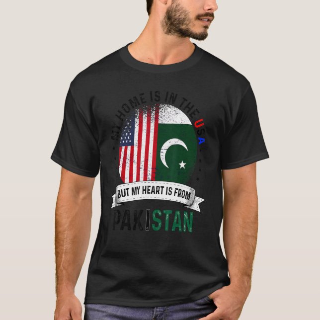 Camiseta El corazón patriota paquistaní-estadounidense es d (Anverso)