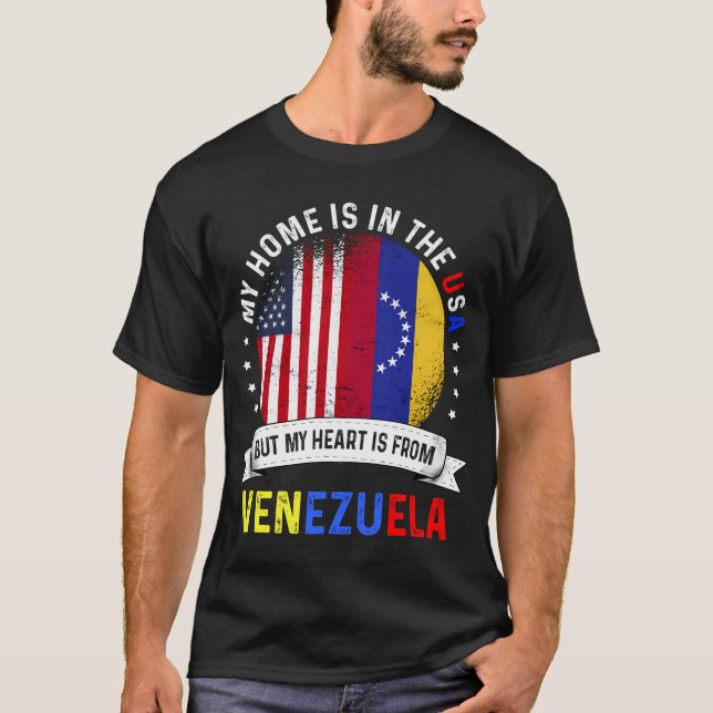Camiseta El corazón patriota venezolano-estadounidense es d (Anverso)