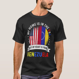 Camiseta El corazón patriota venezolano-estadounidense es d