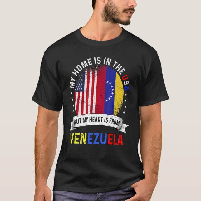 Camiseta El corazón patriota venezolano-estadounidense es d (Anverso)