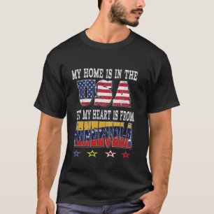 Camiseta El corazón patriota venezolano-estadounidense es d