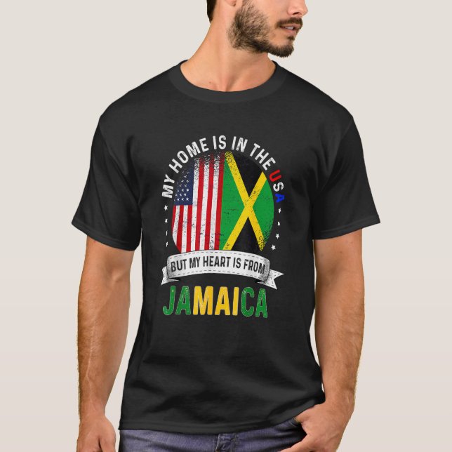 Camiseta El Corazón Patriótico Americano De Jamaica Es De J (Anverso)