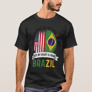 Camiseta El Corazón Patriótico Brasileño Estadounidense Es 