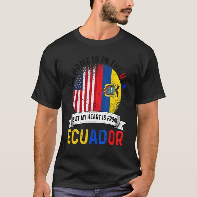 Camiseta El Corazón Patriótico Ecuatoriano Estadounidense E (Anverso)