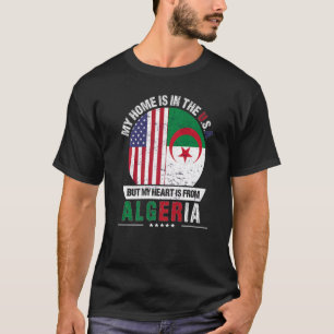 Camiseta El Corazón Patriótico Estadounidense Argelino Es D