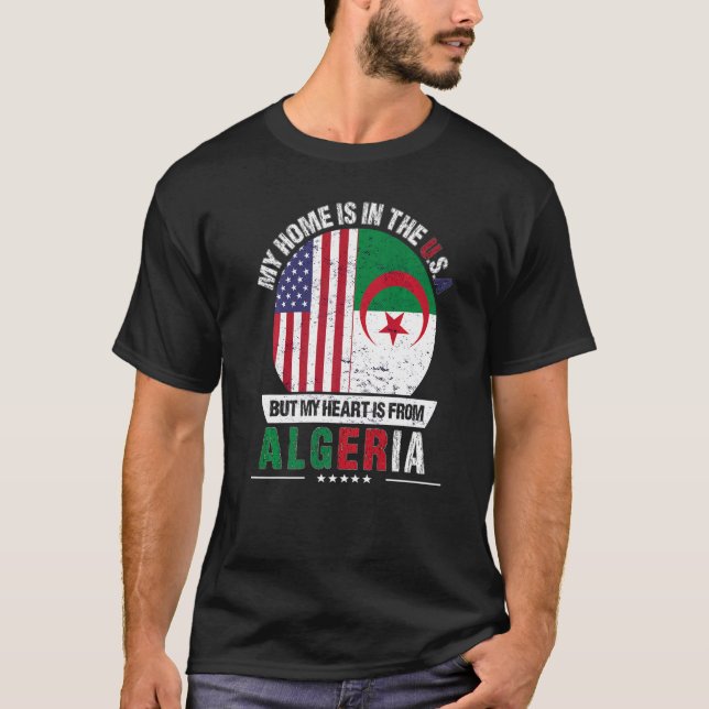 Camiseta El Corazón Patriótico Estadounidense Argelino Es D (Anverso)