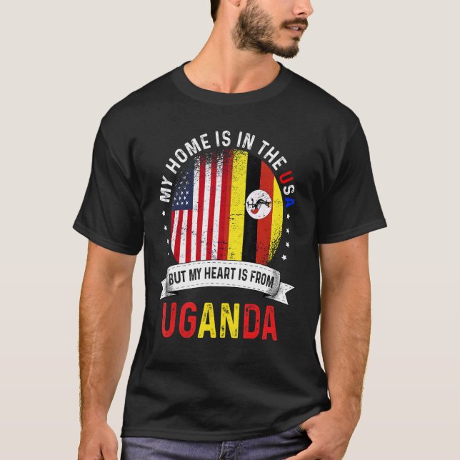 Camiseta El Corazón Patriótico Estadounidense De Uganda Es  (Anverso)