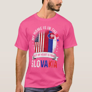 Camiseta El Corazón Patriótico Estadounidense Eslovaco Es D