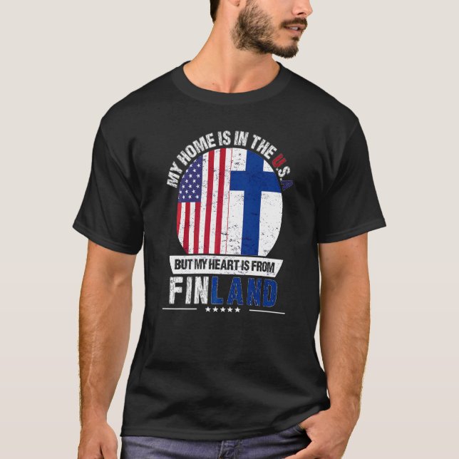 Camiseta El Corazón Patriótico Norteamericano Finlandés Es  (Anverso)