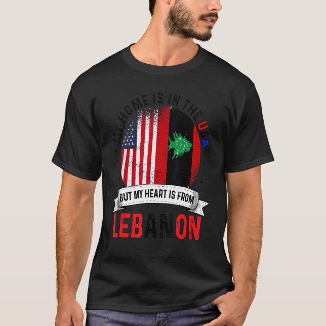 Camiseta El Corazón Patriótico Norteamericano Libanés Es De (Anverso)
