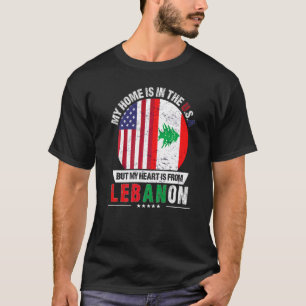Camiseta El Corazón Patriótico Norteamericano Libanés Es De