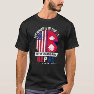 Camiseta El Corazón Patriótico Norteamericano Nepalés Es De