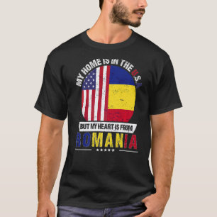 Camiseta El Corazón Patriótico Norteamericano Rumano Es De