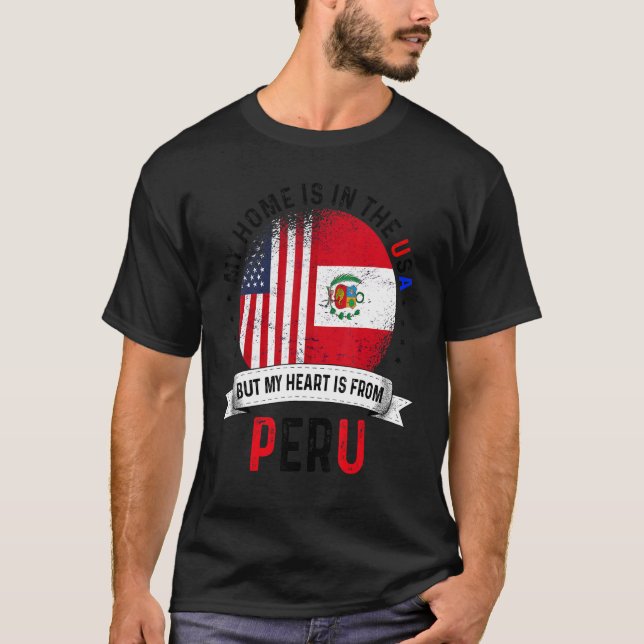 Camiseta El Corazón Patriótico Peruano Estadounidense Es De (Anverso)
