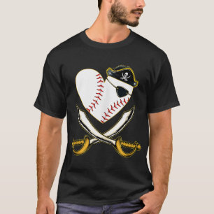 Camiseta El corazón pirata del béisbol con Gorra de cráneo