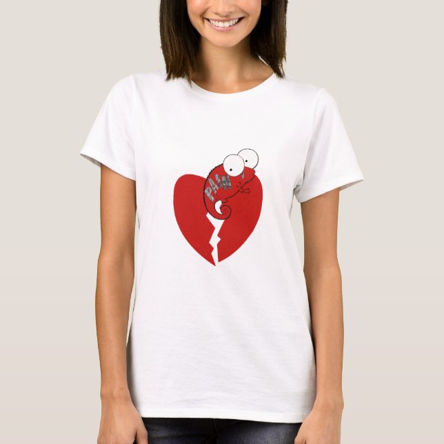 Camiseta El corazón quebrado del camaleón/dolor (Anverso)
