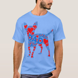 Camiseta El corazón rojo ama a papá azul chihuahua perro pa