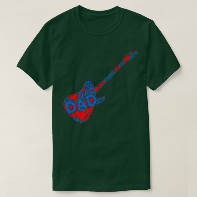 Camiseta El corazón rojo ama azul papá guitarra eléctrica p (Diseño del anverso)