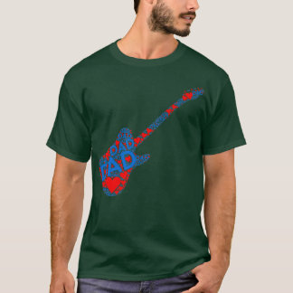Camiseta El corazón rojo ama azul papá guitarra eléctrica p