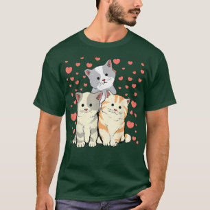 Camiseta El corazón rojo del gato El día de San Valentín pa