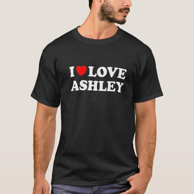 Camiseta El corazón rojo que amo a Ashley (Anverso)