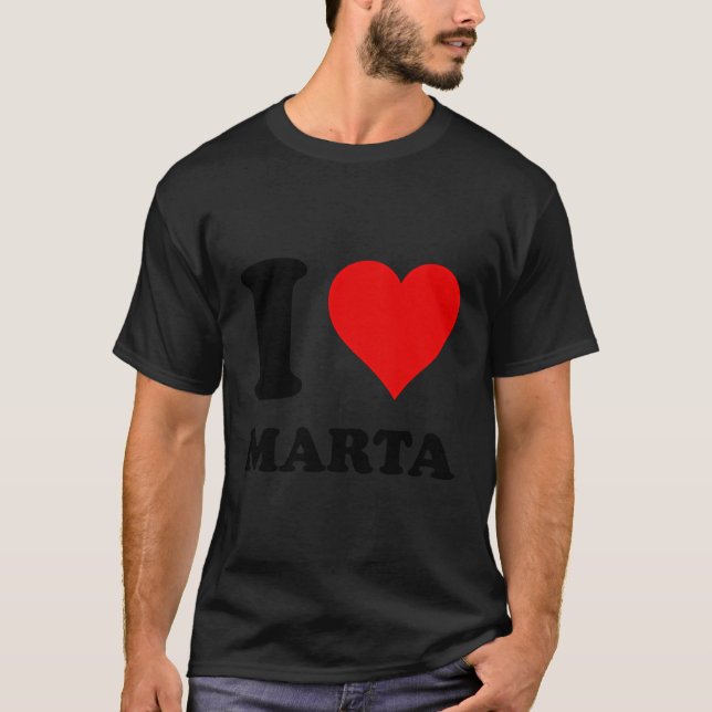 Camiseta El corazón rojo que amo a Marta (Anverso)