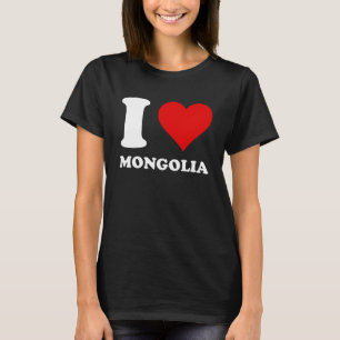 Camiseta El corazón rojo que amo a Mongolia