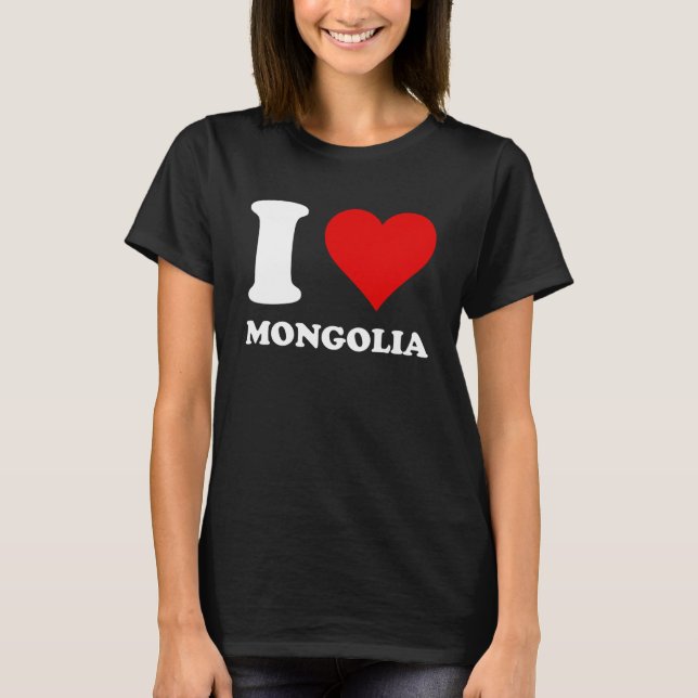 Camiseta El corazón rojo que amo a Mongolia (Anverso)