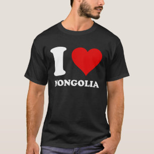 Camiseta El corazón rojo que amo a Mongolia