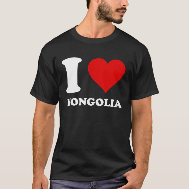 Camiseta El corazón rojo que amo a Mongolia (Anverso)