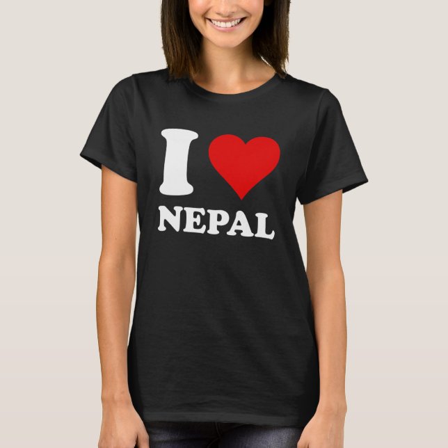 Camiseta El corazón rojo que amo a Nepal (Anverso)