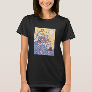 Camiseta El Corgi de la Ola de Surf Kanagawa Corgi de la Gr