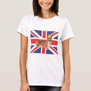 Camiseta El Corgi de la reina con la corona y Union Jack