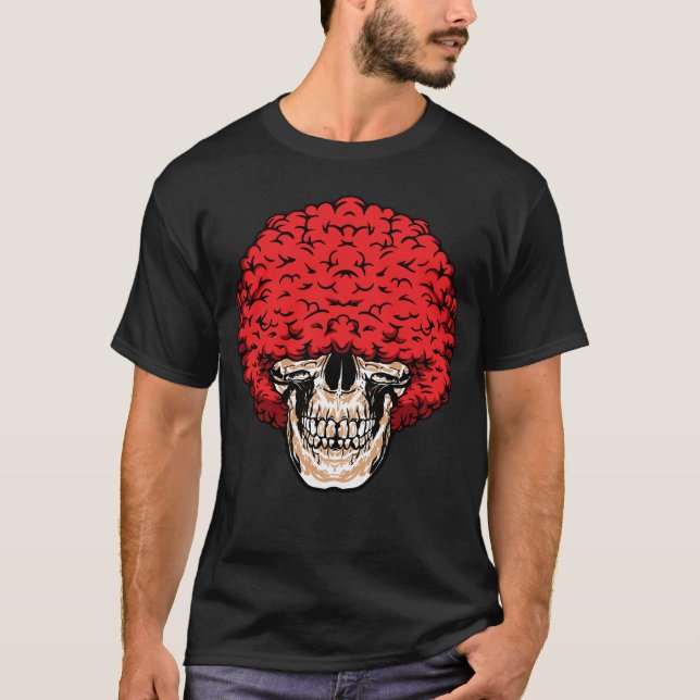 Camiseta El cráneo de afrohombre: el pelo rojo agudo y riza (Anverso)