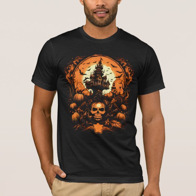 Camiseta El cráneo del castillo fantasma en el Naranja | Ne (Anverso)