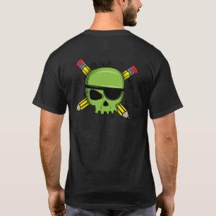 Camiseta El cráneo escolar cruza lápices esenciales para la