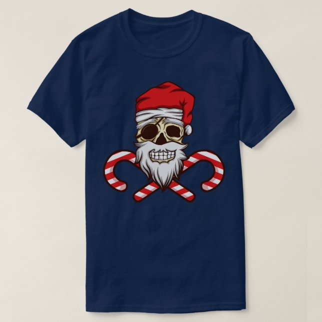 Camiseta El cráneo pirata de Bad Jolly Santa XMAS (Diseño del anverso)