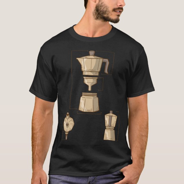 Camiseta El creador de cosecha Moka Pot Barista Gift ama el (Anverso)